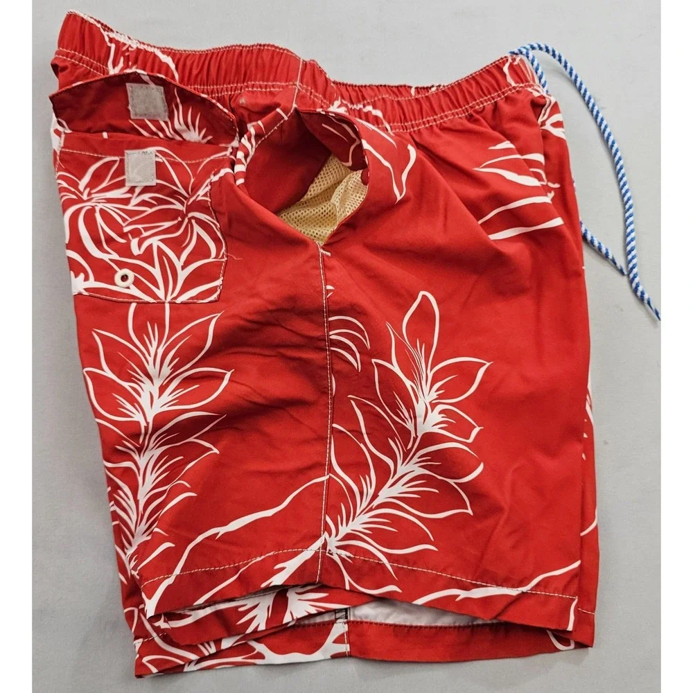Tommy Bahama Relax trunks swimwear mens M Medium pockets red white floral